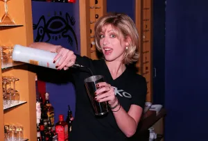 Dani Behr TV Presenter mixing cocktail September 1997