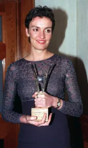 Daniela Nardini Actress at the BAFTA Scotland Awards holding her award for Best Actress