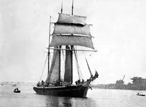 The Danish schooner sailing ship Vera entering the River Tyne
