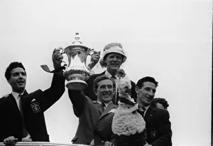 00240 Prints: Danny Blanchflower Tottenham captain holds the FA Cup 1962 with Maurice Norman Bill