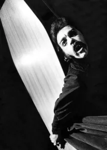 00081 Prints: Danny Dee playing the part of Count Dracula risng from the cold coffin at Langley Castle