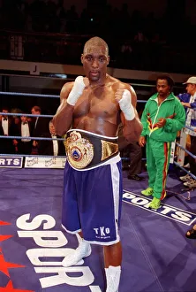 Danny Williams Boxing October 98 Standing in ring with championship belt round his