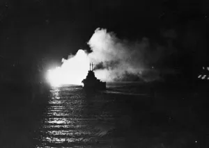 Us Navy Prints: Darkness partly veils, partly intensifies the violence of modern warfare