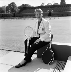 Darlene Hard the American tennis star photographed at Wimbledon today