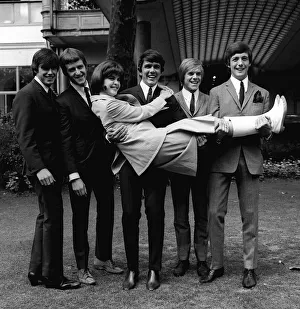 Dave Clark Five with winner of Revlon Competition Kathy Sheron from New York at the Savoy