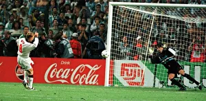 English Prints: David Batty of England misses penalty June 1998 against Argentina in the World Cup