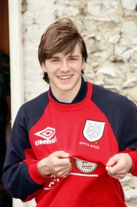 David Beckham, 21 years old, pictured at Bisham Abbey, where he is training with