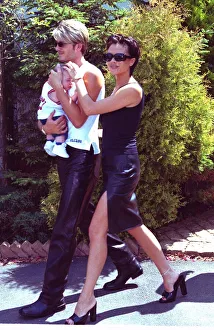David Beckham and Victoria Adams Posh Spice July 1999 are pictured leaving home