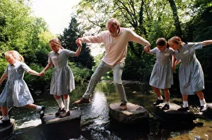 David Bellamy in Jesmond Dene meeting and talking to children for Wildlife week on 10th