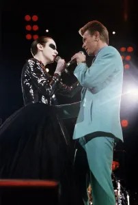 David Bowie and Annie Lennox perform Under Pressure the famous Bowie Queen song