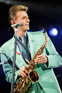 David Bowie performing at The Freddie Mercury Tribute Concert for Aids Awareness