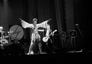 David Bowie performing on stage at the Dome theatre Brighton. Ziggy Stardust