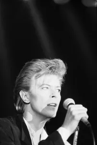 David Bowie seen here singing at the press conference to announce the details of his