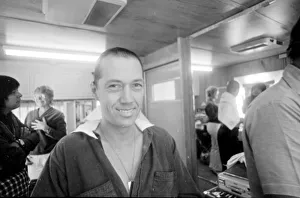 David Carradine actor has his makeup applied on set of TV programme Kung Fu (1972-1975)