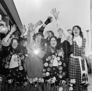 David Cassidy fans. Left to right is Marian Highdale (16