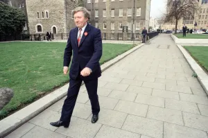 Journalism Prints: David Dimbleby, journalist and television presenter pictured during some outdoor filming