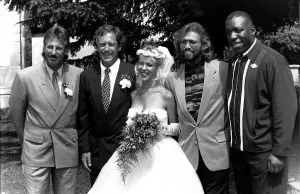 Core59 Prints: David English and his bride Robyn pose for the cameras with his best man Ian Botham