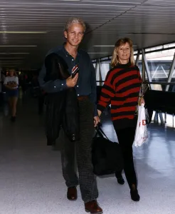 David Gower Cricketer with his girlfriend Thorunn Nash pictured at Heathrow airport