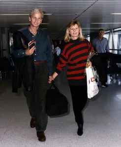 David Gower Cricketer with his girlfriend Thorunn Nash pictured at Heathrow airport