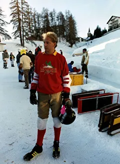 David Gower former England cricket captain sledges down Cresta runduring a skiing break