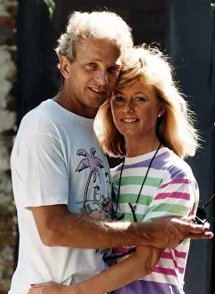 David Gower ex England Cricket player hugs Thorrun Nash the half Icelandic lady who he