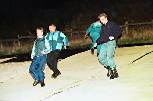David Gray, Matti Hay and Mick Maddison from Redcar preaoring for a trip down the dri-ski