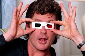 David Hasselhoff Actor wearing 3D glasses from Harvey Nichols