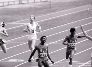 Og2012 Prints: David Jenkins (368) at the finish of the 400m final who finished 7th