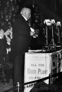 David Lloyd George British Prime Minister speaking at Albert Hall London