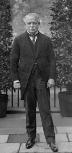 Liberal Prints: David Lloyd George seen here posing in the garden of 10 Downing Street shortly before he