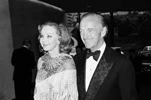 Dinner Prints: David Niven and his wife Hjordis attend a dinner at the Sporting Casino, Monte Carlo