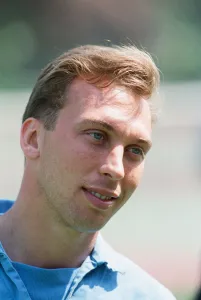 00246 Prints: David Platt England Football Player pictured ahead of friendly against Brazil at Wembley