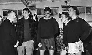 F A Cup Prints: David Smith manager of Aldershot FC talking tactics with David Jones, Ron Fogg