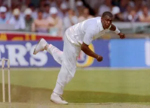 David Syd Lawrence bowling 3rd test England v West Indies trent Bridge Cricket Dbase