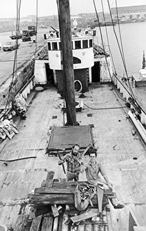 00495 Prints: David Wharton a boat fitter and joiner and David Carter seen here near the end of