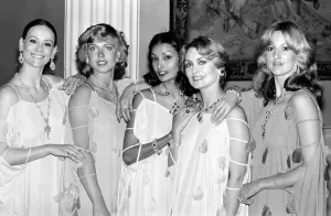 Davina Sheffield wearing diamonds at charity function 1977 Friend of Prince Charles
