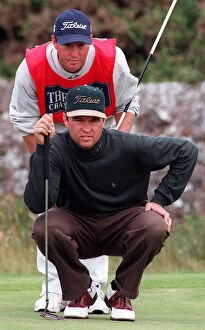Images Dated 17th July 1997: Davis Love 111 at Troon for Open Championship July 1997 with caddie as he works out his