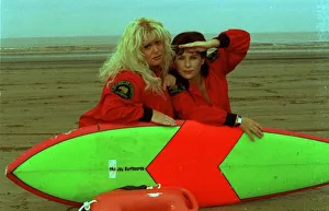 Dawn French and Jennifer Saunders on Baywatch set in Somerset filming for new television