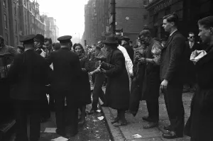 Dazed patients outside the Central London Ophthalmic Hospital Grays Inn Road