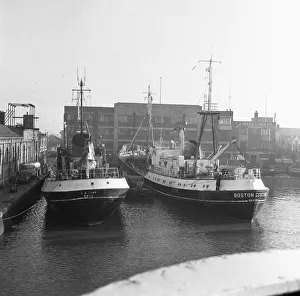 Docks Prints: DB Finn (H332) (Left) seen here moored alongside The Boston Concord (GY730