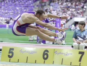 Dean Macey in the Decathlon Long Jump Sydney Olympic Games 2000