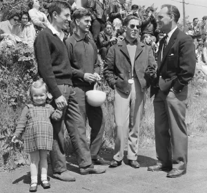 Debbie Phillis aged 3 daughter of Tom Phillis shows litte interest as her dad talks shop