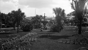 Trees Prints: Decorative Victorian fountain in the Princess gardens Torquay, Devon. 1926