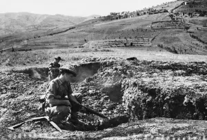 01456 Prints: This defence position, in the heart of the Gothic Line, was taken by men of D