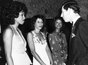 Pop Group Prints: The Three Degrees meet Prince Charles after charity show at a Country Club in Eastbourne
