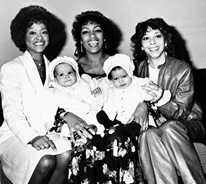Three Degrees with Valerie Holidays twins and Sheila Ferguson holding them Dbase MSI