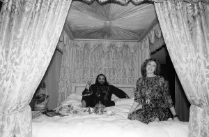 Demis Roussos November 1977 Perched on his mink covered bed which cost 30