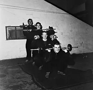 Denis Law training with his Huddersfield teammates before their upcoming FA Cup tie