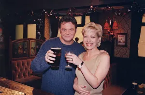 Wine Prints: Denise Welch and Phil Middlemiss pictured in the Rovers Return pub on the Coronation