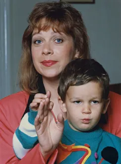 Mother Prints: Denise Welch pictured at home with her son Matthew 1 August 1993 circa